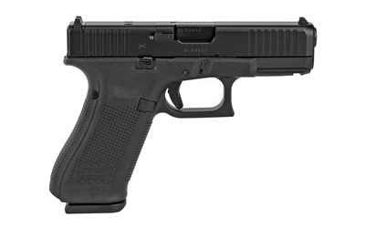 Glock, 45 MOS, Striker Fired, Semi-automatic, Polymer Frame Pistol, Compact, 9MM, 4.02" Barrel, Glock Marksman Barrel, nDLC Finish, Black, No Finger Grooves, Fixed Sights, Modular Optic System, 17 Rounds, 3 Magazines, Front Serrations
