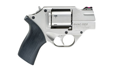 Chiappa Firearms, Rhino 200DS Revolver, Double Action/Single Action, 357 Magnum/38 Special, 2" Barrel, Alloy, Nickel Finish, Rubber Grips, 6 Rounds, Includes Leather Holster and 3 Moon Clips