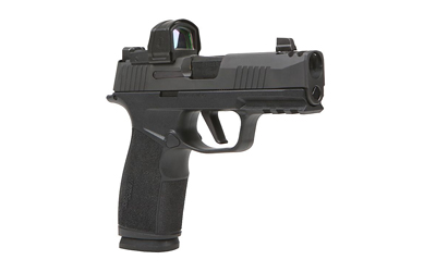 Sig Sauer, P365 Macro, Striker Fired, Semi-automatic, Polymer Frame Pistol, Sub-Compact, 9MM, 3.1" Barrel, Nitron Finish, Black, XRAY3 Day/Night Sights, Optic Ready, Compensator, 17 Rounds, 2 Magazines, Includes Mounted Romeo Zero Elite Red Dot Sight