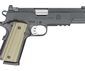 Springfield, Operator 1911, Semi-automatic Pistol, Full Size, Steel Frame, 9mm, 5" Match Grade Barrel, Cerakote Finish, Black, G10 VZ Grips, Tritium Front Sight With Tactical Rack White Dot Rear Sight, Ambidextrous Thumb Safety, 9 Rounds, 2 Magazines