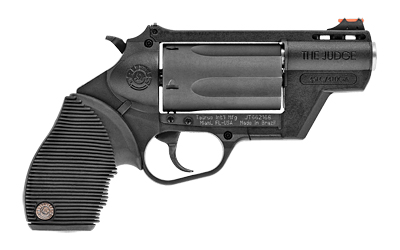 Taurus, Judge, Public Defender, Double Action, Polymer Frame Revolver, Medium Frame, 410 Bore/45LC, 2.5" Barrel, 2.5" Chamber, Black, Rubber Grips, Fiber Optic Front Sight, 5 Rounds