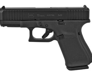 Glock, 19 Gen5 M.O.S., Striker Fired, Compact Size, 9MM, 4.02" Marksman Barrel, Polymer Frame, Matte Finish, Fixed Sights, 15Rd, 3 Magazines, Front Serrations, Ambidextrous Slide Stop Lever, Flared Mag Well, nDLC Finished Slide and Barrel, No Finger Grooves