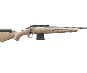 Ruger, American Rifle Ranch, Generation II, Bolt Action Rifle, 300 Blackout, 16.1" Spiral Fluted Barrel, 1:7 Twist, Threaded 5/8x24, Muzzle Brake, Cerakote Finish, Cobalt, Flat Dark Earth Splatter Synthetic Stock, Manual Safety, Picatinny Rail, 10 Rounds, 1 Magazine