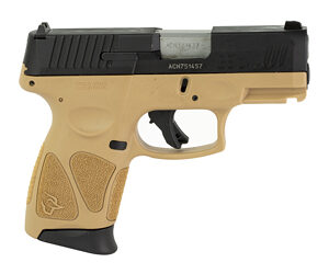 Taurus, G3C, Striker Fired, Semi-automatic, Polymer Frame Pistol, Compact, 3.2" Barrel, Tan Frame, Matte Finish Slide, Fixed Front Sight With Drift Adjustable Rear Sight, Manual Thumb Safety, 12 Rounds, 3 Magazines