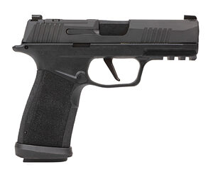 Sig Sauer, P365, XMACRO TACOPS, Striker Fired, Semi-automatic, Polymer Framed Pistol, Compact, 9MM, 3.7" Barrel, Matte Finish, Black, Detachable Magwell, Extended Slide Catch Lever, Xray 3 Day/Night Sights, Optic Ready, 17 Rounds, 4 Magazines