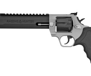 Taurus USA, Raging Hunter, Double Action, Metal Frame Revolver, Large Frame, 44 Magnum, 8.37" Ported Barrel, Stainless Steel, Matte Finish, Duo-Tone, Rubber Grips, Adjustable Sights, 6 Rounds, Soft Case Included