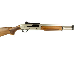 Military Arms Corporation, MAC 2 Tactical Marine Wood, Semi-automatic Shotgun, 12 Gauge, 3" Chamber, 18.5" Barrel, Turkish Walnut Wood Stock and Forearm, Electroless Nickel Marine Finish, Ghost Ring Rear and Blade Front Sights, 5 Rounds, Includes Benelli/Mobil Pattern Chokes 1/3/5