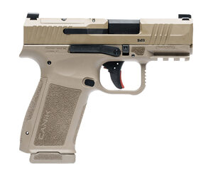 CANIK, METE MC9L, Semi-automatic, Striker Fired, Polymer Frame Pistol, Compact, 9MM, 3.18" Barrel, Cerakote Finish, Flat Dark Earth, Optic Ready, White Dot Front Sight, Blackout Rear Sight, 2 Magazines, 17 Rounds, Includes Custom Holster