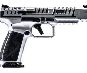 CANIK, SFX Rival-S, Striker Fire, Semi-automatic, Steel Frame Pistol, Full Size, 9MM, 5" Barrel, Chrome Finish, Optics Ready, Fiber Optic Front Sight, Co-Witness Sights, 18 Rounds, 2 Magazines, Includes Competition Holster, (5) Optic Plates, (3) Sized Grips, (2) Aluminum Magazine Base Plates, Speed Loader, Cleaning Kit, Tool Kit & Punch