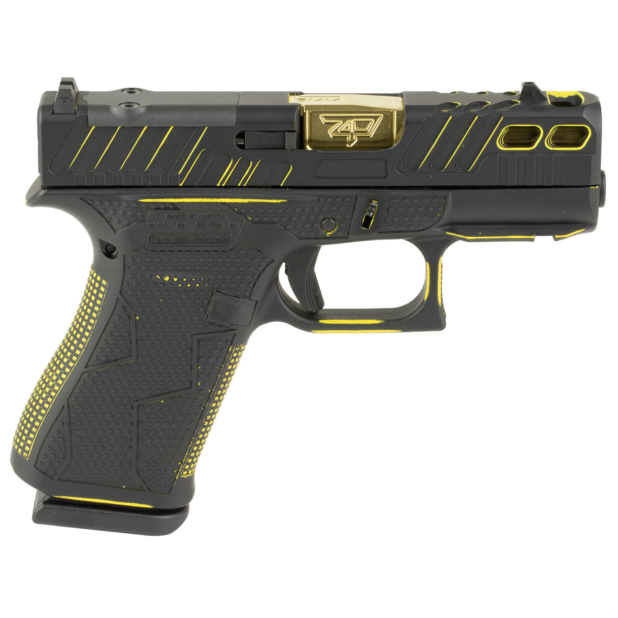 GLOCK, 43X, M.O.S, 9MM, Custom Black and Yellow Cerakote Finish by Shark Coast Tactical - Image 2