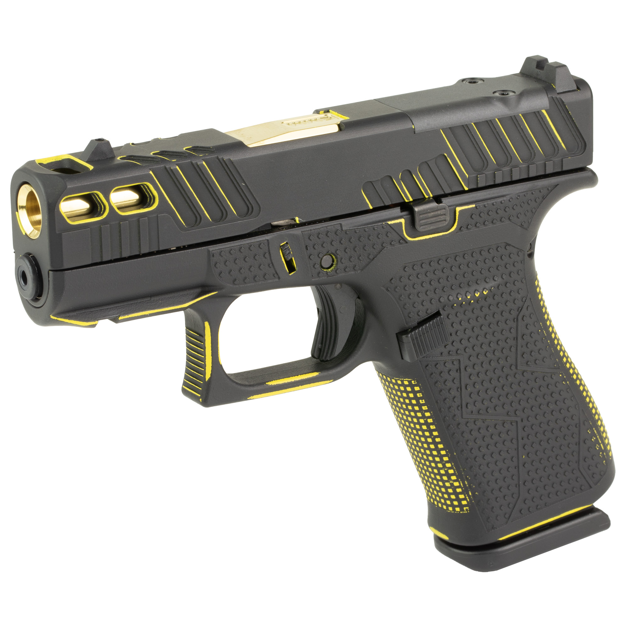 GLOCK, 43X, M.O.S, 9MM, Custom Black and Yellow Cerakote Finish by Shark Coast Tactical