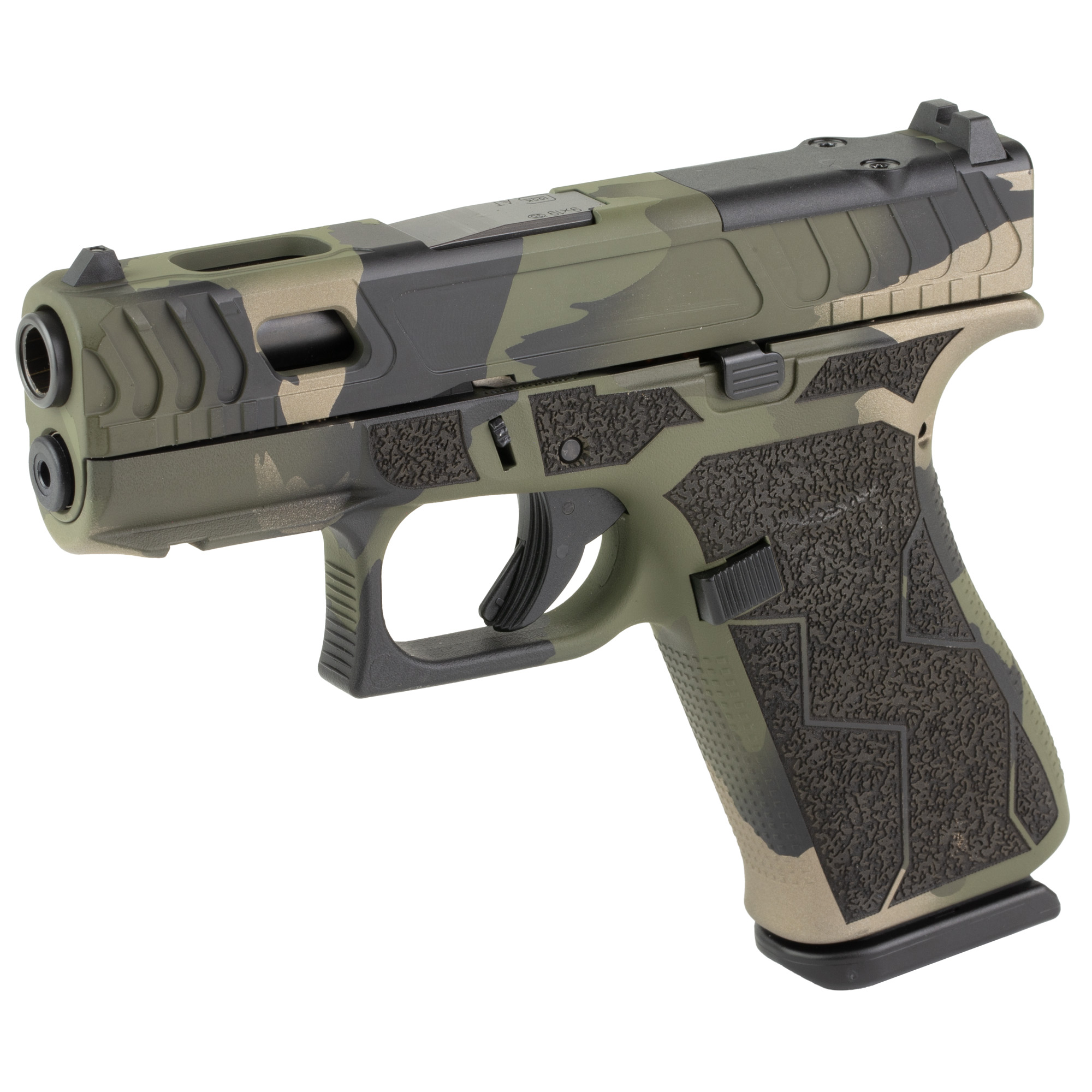 GLOCK, 43X, M.O.S, 9MM, Custom M81 Torn Camo Cerakote Finish by Shark Coast Tactical
