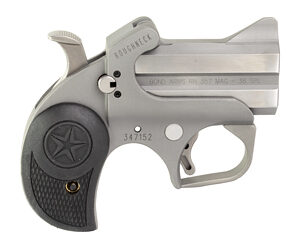 Bond Arms, Roughneck, Derringer, 357 Magnum/38 Special, 2.5" Barrel, Steel, Silver, Rubber Grips, Fixed Sights, 2 Rounds, With Trigger Guard