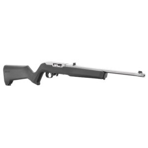 Ruger, 10/22, Semi-automatic Rifle, 22 LR, 18.5" Cold Hammer Forged Barrel, 1/2X28 Threaded, Satin Finish, Silver, Black Magpul MOE X-22 Stock,