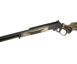 Marlin Firearms, 1895 Guide Gun, Large Loop, Lever Action Rifle, 45-70 Government, 19.10" Threaded Barrel, 11/16X24 Thread Pitch, Satin Blued, Gray/Brown Laminate Stock and Forend, Ghost Ring Rear Sight, Tritium Fiber Optic Front Sight, Crossbolt Safety, 6 Round Tubular Magazine