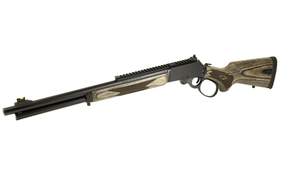 Marlin Firearms, 1895 Guide Gun, Large Loop, Lever Action Rifle, 45-70 Government, 19.10" Threaded Barrel, 11/16X24 Thread Pitch, Satin Blued, Gray/Brown Laminate Stock and Forend, Ghost Ring Rear Sight, Tritium Fiber Optic Front Sight, Crossbolt Safety, 6 Round Tubular Magazine