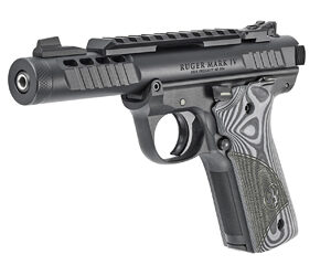 Ruger, Mark IV, 22/45 Lite, Single Action, Semi-automatic, Polymer Frame Pistol, 22LR, 4.4" Non Threaded Barrel, Anodized Finish, Black, Oversized G10 Grips, Adjustable Rear Sight, Ambidextrous Safety, 10 Rounds, 2 Magazines